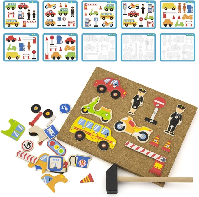 Kortnåle med transportmotiver