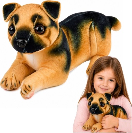 Plys tysk hyrdehund 25 cm – realistisk hund til kram