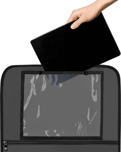 Gennemsigtig tabletlomme til underholdning på farten
