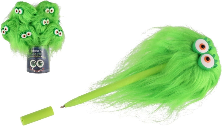 Kuglepen med øjne og grøn, lodden frisure Herbs Crazy Green - 1 stk.
