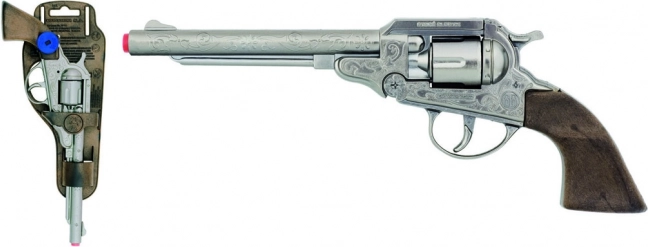 Cowboyrevolver sølv, metal - 8 skud