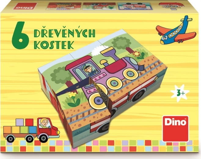 Dino billedterninger Transportmidler, 6 klodser