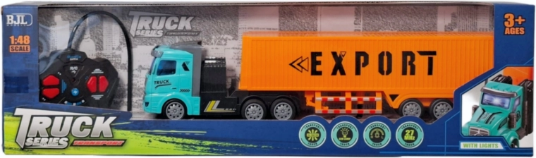 Fjernstyret lastbil med containertrailer og oplader - 1 stk.