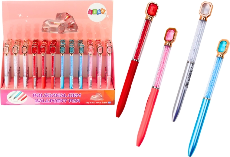 Kuglepen med krystaller, blå blæk 0,7 mm