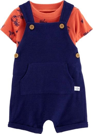 Carter's 2-delt sæt til dreng – kortærmet T-shirt og seleshorts i navy/orange
