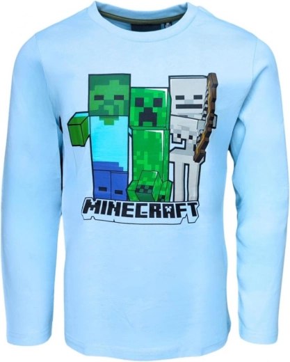 Minecraft drenge-T-shirt med lange ærmer lyseblå