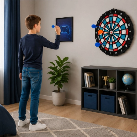Sæt med 6 dartpile + reservespidser