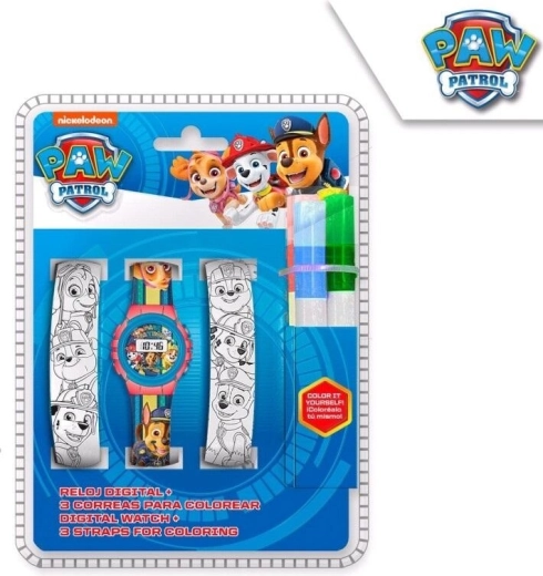 Sæt med digitalt ur og remme til farvelægning Paw Patrol - 1 stk.