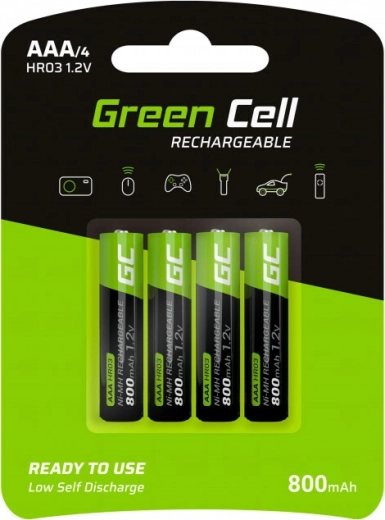Green Cell AAA HR03 genopladelige batterier 800 mAh, sæt med 4 stk.
