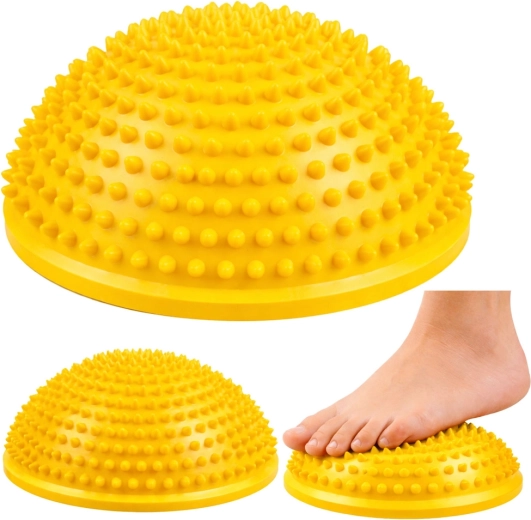 Sensomotorisk balance-halvkugle til fodmassage 16 cm – gul
