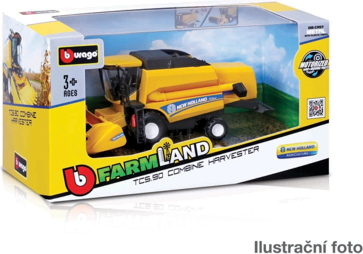 Bburago Farmland mejetærsker New Holland TC5.90 18 cm – metalmodel med tilbehør