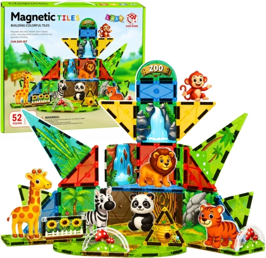 Magnetiske byggesten zoo – vilde dyr 52 dele