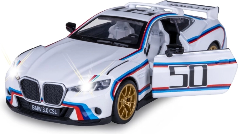 Metalmodel BMW 3.0 CSL i størrelsesforholdet 1:34, hvid
