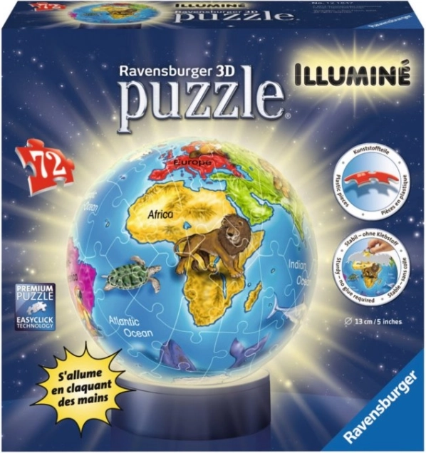 Ravensburger 3D Lyspuslespil Kugle Globus 72 brikker