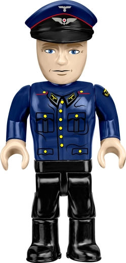 Lokomotivførerminifigur og skinner til udstilling