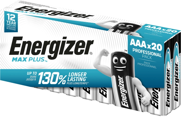 Energizer Max Plus AAA alkalinebatterier, 20 stk.