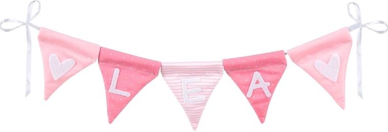 Tekstilguirlande med navn, pink, 10 vimpler – 1 stk.