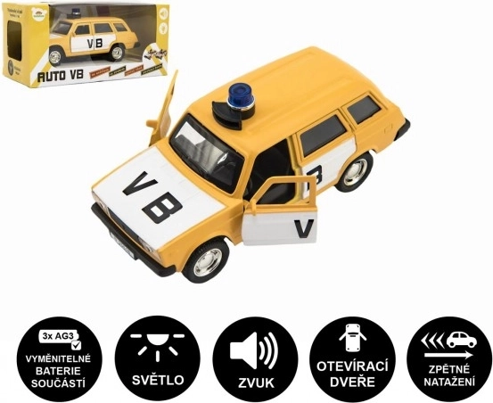 Politi bil VB Lada Combi metal/plast 12 cm med lys og lyd