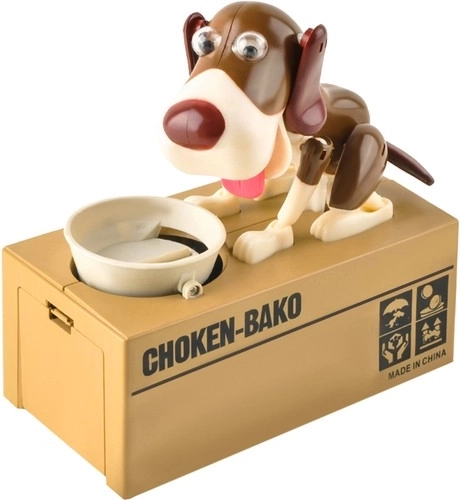 Interaktiv sparebøsse hund der spiser mønter CHOKEN-BAKO, brun