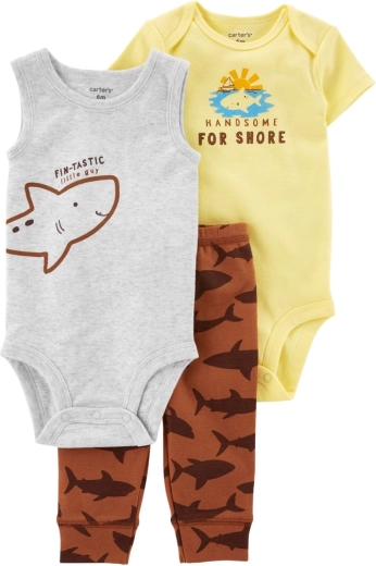 Carter's 3-delt sæt til drenge Brown Shark – sweatpants og 2× body (24 mdr.)
