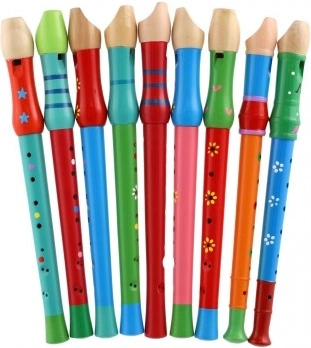 Træfløjte med farverigt design