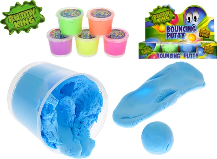 Springende Putty King-masse 35 g – mix af 6 farver i bæger