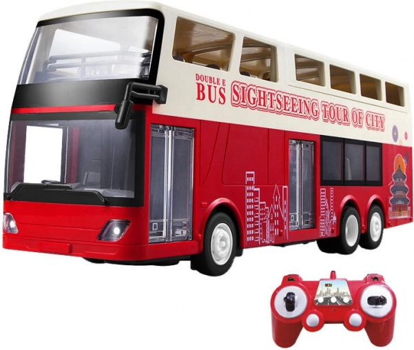 RC to-etagers bus 1:18 rød med fjernbetjening