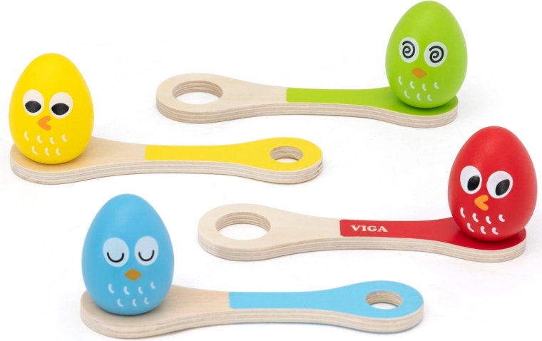 Trælegetøj æg på skeer fra Viga Toys