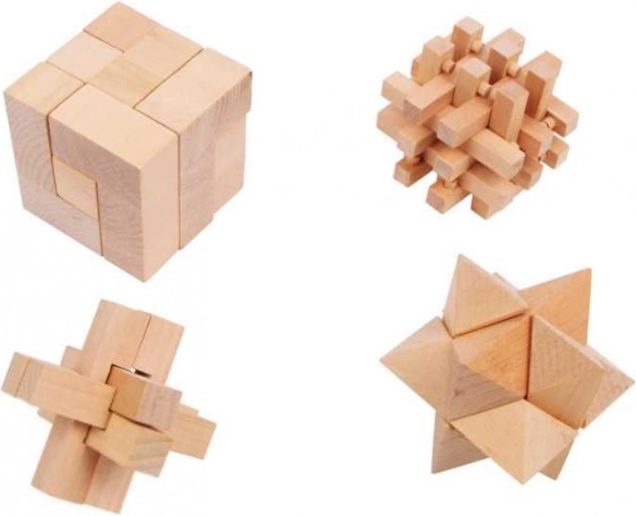 Træsæt med Hjernespil, 4 stk.