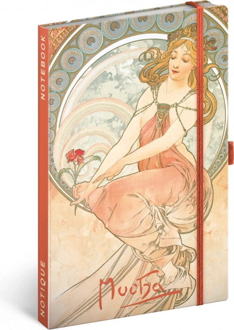 Notes NOTIQUE Alfons Mucha – Maleriet, linjeret 13 × 21 cm