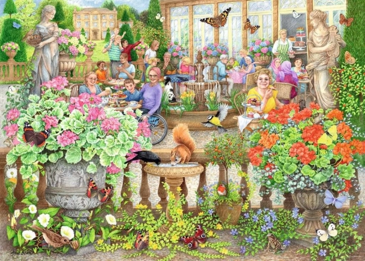 Ravensburger-puslespil Cosy Café Collection nr. 2: Café i orangeriet, 1000 brikker