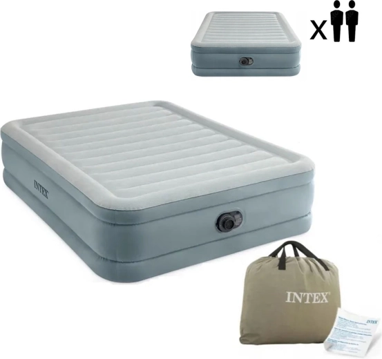 Oppustelig dobbelmadras 203 × 152 × 46 cm med indbygget elektrisk pumpe INTEX