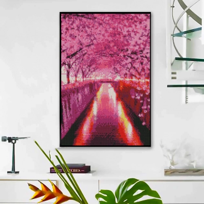 Diamantmaling – allé af kirsebærblomster 30 × 40 cm