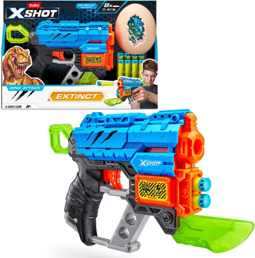 X-Shot Dino Attack Extinct blaster med mellemstort æg og 8 dartpile