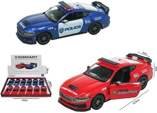 Bilmodel Ford Mustang 2024 Dark Horse – politi- eller brandversion, pull back