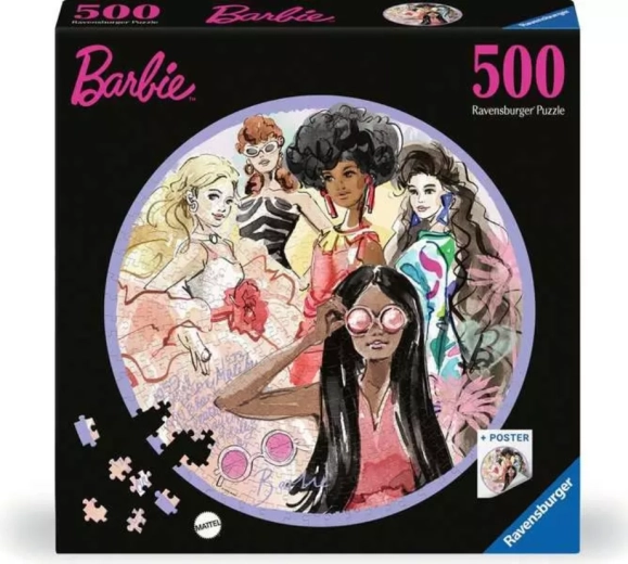 Ravensburger rund puslespil Barbie: modeikoner 500 brikker