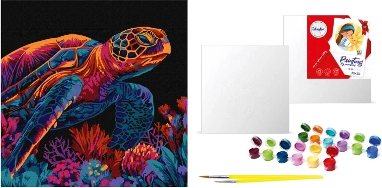 Mal efter tal – den mystiske skildpadde 30 × 30 cm