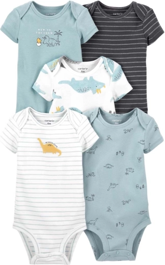 Carter's drengebody med korte ærmer Blue Dino, 5 stk.