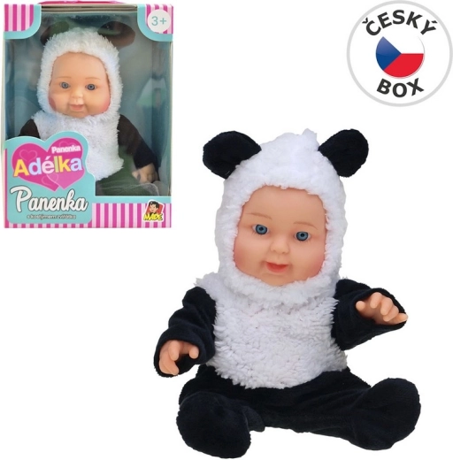 Dukke med dyrekostume panda 22,5 cm