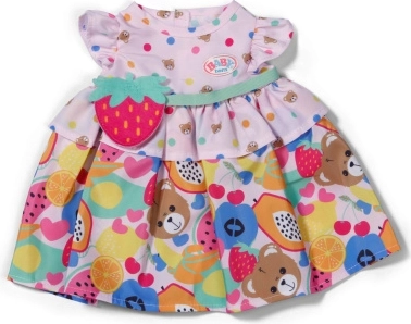 Baby born kjole med frugtmotiv til dukker 43 cm