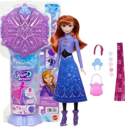 Mattel Disney Frozen Jewel Reveal-dukke Anna på skøjter med tilbehør