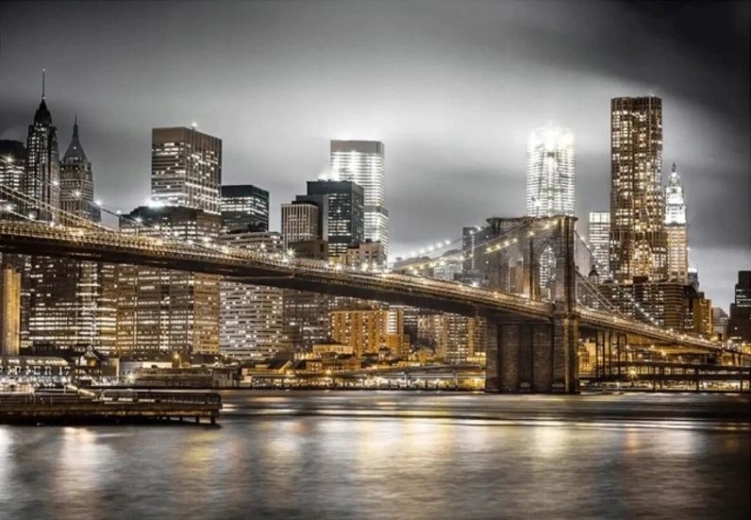 Mal efter tal Brooklyn Bridge i New York 40 × 50 cm