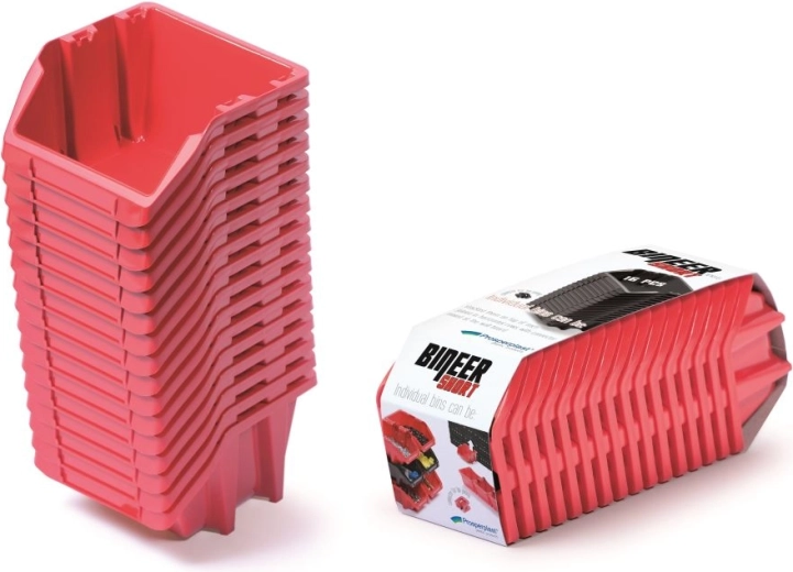 Sæt med opbevaringsbokse 16 stk. BINEER Short 234 × 77 × 92 mm – rød
