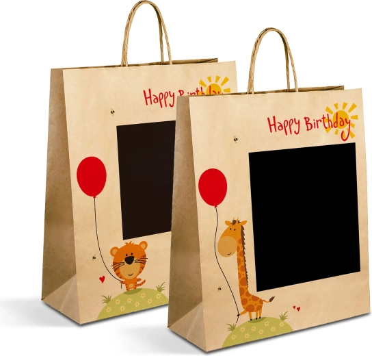 Kraftpapirsgavepose til flaske 26,5 × 12,7 × 33 cm - 1 stk.