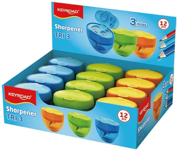 Keyroad Tri Plus blyantspidser med stor kapacitet beholder