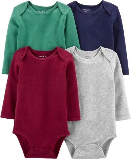 Carter's babybody til dreng med lange ærmer, multicolor, 4 stk., str. 56 (NB)