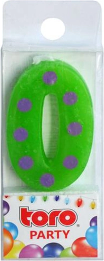 Fødselsdagskagelys tal 0 TORO, stiklys 4,5 cm