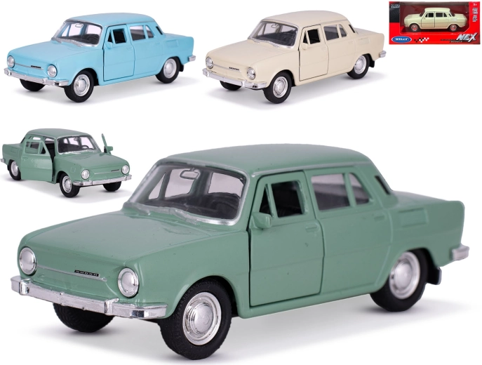 Metalmodel af bil Škoda 100 Welly 1:34–39 med pullback