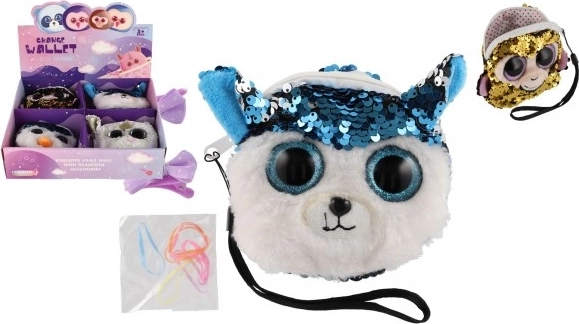 Piget stof pung dyr med pailletter og hårtilbehør