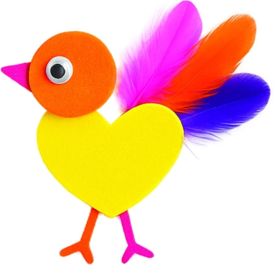 Glade dyr af skum og fjer